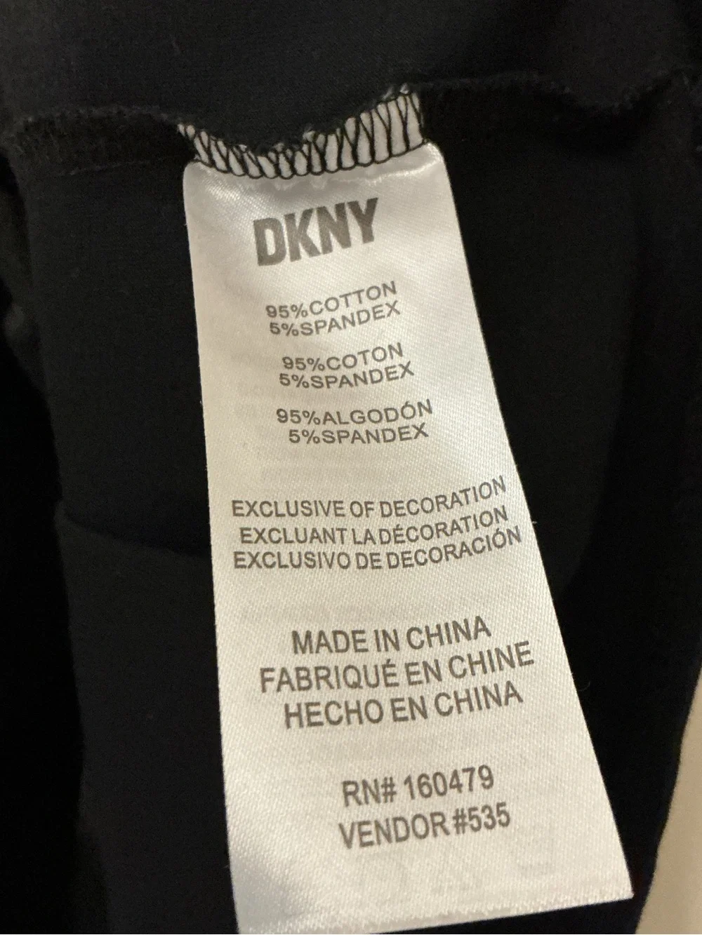 DKNY Black Short-Sleeve Crewneck Tee with Contrast Neck Trim